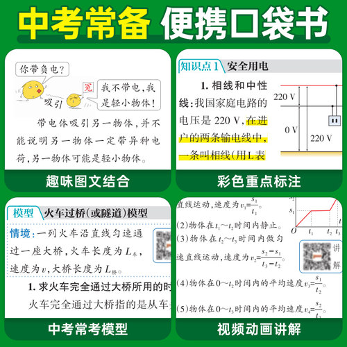 新版图解速记初中物理公式定律知识点汇总速查速记背记手册基础知识大全八九年级初二三中考备考复习资料pass绿卡图书解题模板 - 图1