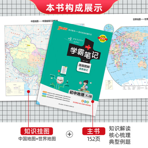 湘教版2025版学霸笔记初中地理基础知识讲解知识点清单手写课堂笔记漫画图解pass绿卡图书七八年级中考会考初一初二复习资料辅导书 - 图1