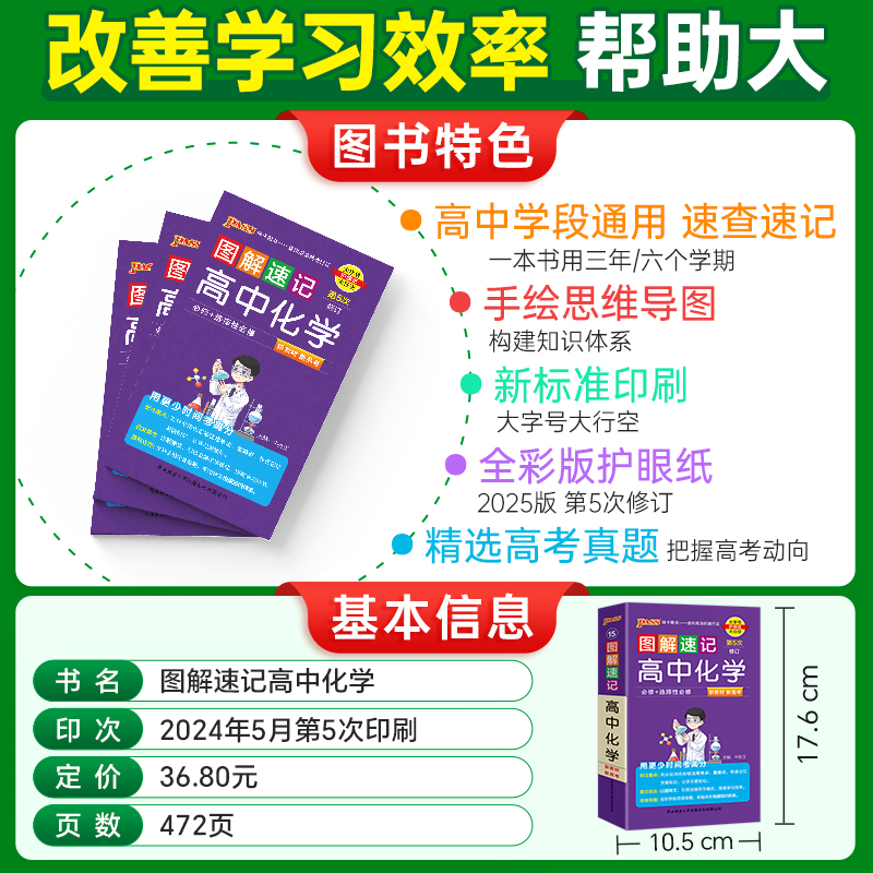 新教材2025图解速记高中化学通用版必修选择性必修公式定律手册知识点汇总pass绿卡图书高一高二高三高考便携口袋书重难点速查速记 - 图0