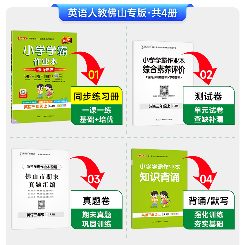 佛山专版【人教版英语】小学学霸作业本英语三年级四五六同步练习册上下册课本提优训练习题学生测试卷子教材天天练PASS绿卡图书 - 图0