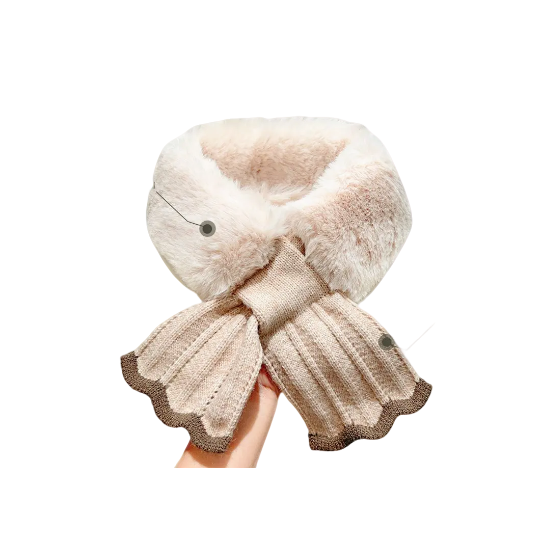 时尚围脖鱼尾毛绒交叉围脖秋冬韩版针织围巾女童新款加厚保暖毛领,淘宝优惠券,粉丝福利购,淘宝优惠卷