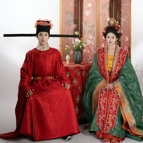 卿如故原创汉服宋制情侣婚服套装礼服嫁衣凤冠霞帔圆领袍敬酒出阁 - 图2