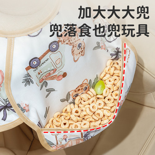 婴儿吃饭围兜儿童防水防脏男女无袖宝宝辅食饭兜秋冬喂饭围嘴罩衣 - 图0