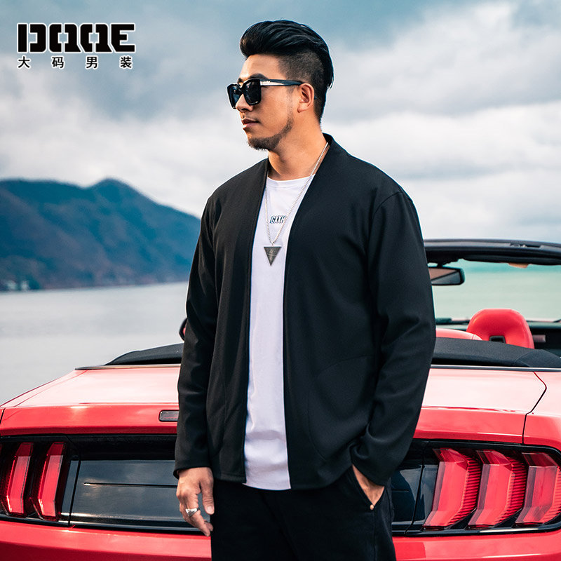 dqqe潮流大码男士加肥加大宽松休闲 dqqe风衣