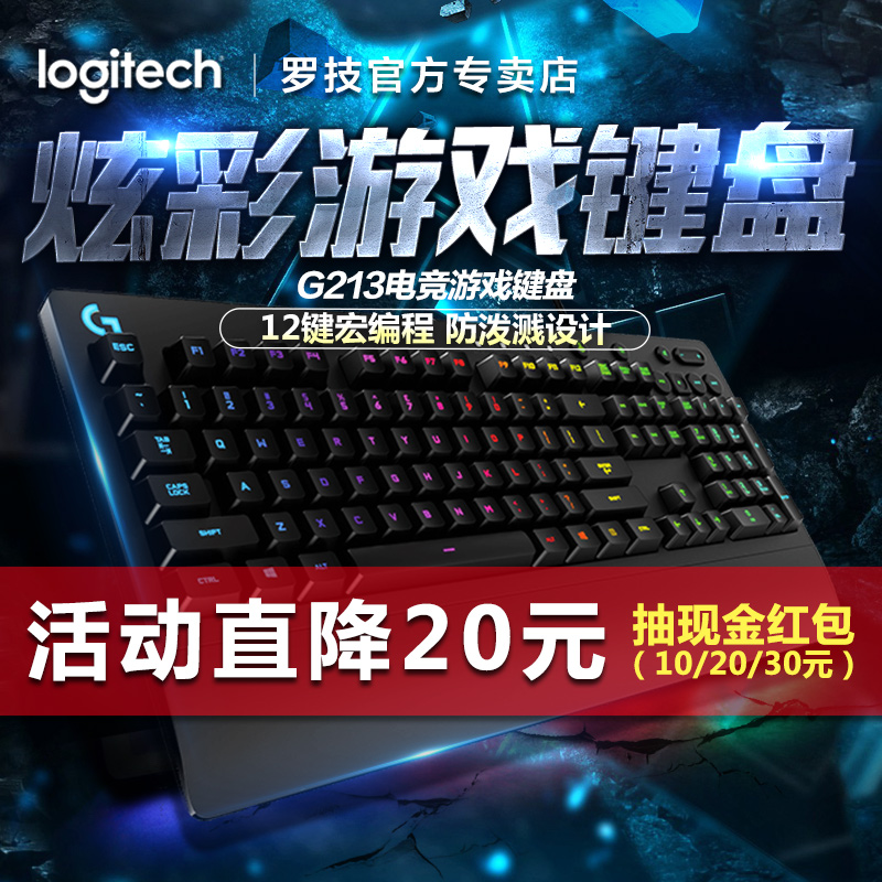 順豐包郵 羅技g213鍵盤正品RGB幻彩背光專業電競LOL機械手感網咖有線遊戲鍵盤套裝12鍵巨集程式設計 羅技官方旗艦店