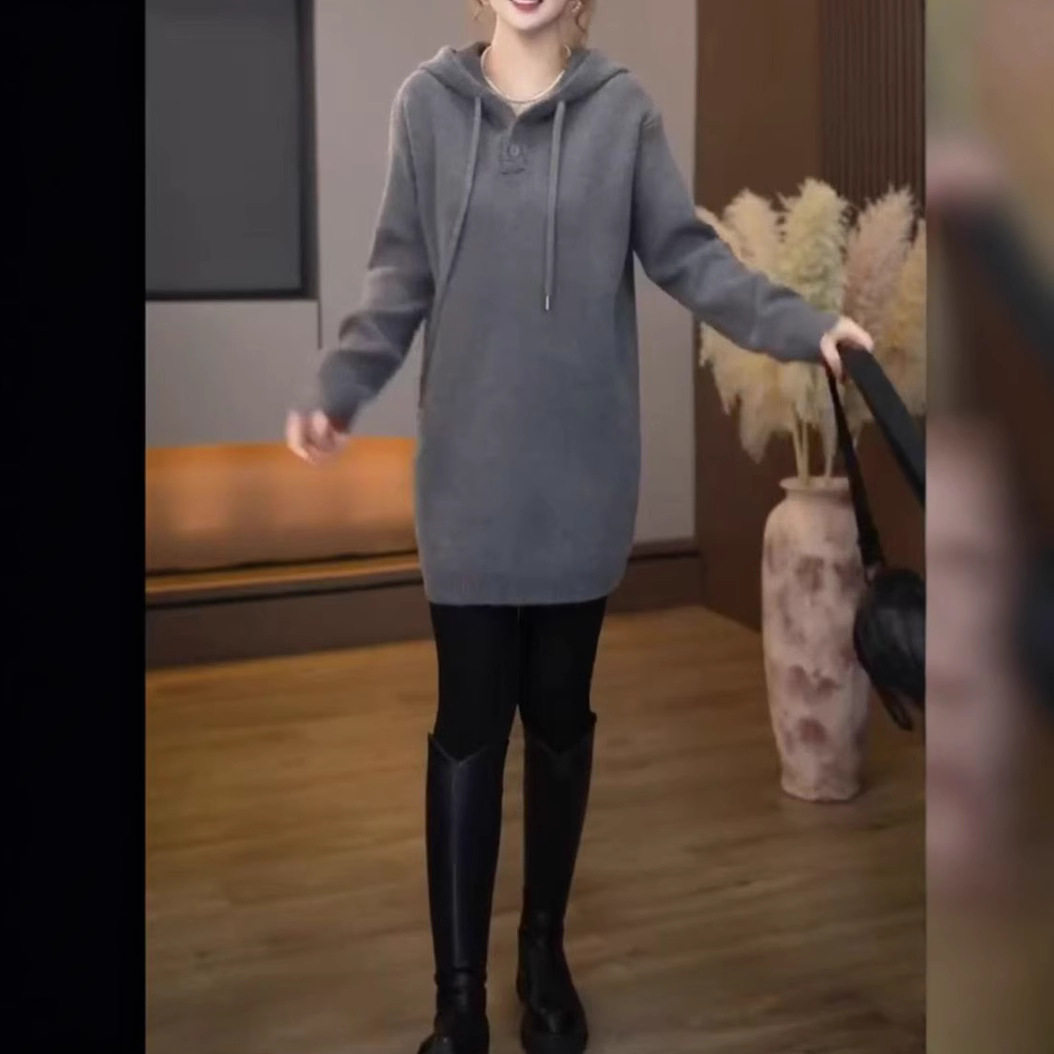 韩版时尚穿搭秋冬套装女洋气宽松百搭连帽卫衣+显瘦中长款外套潮,淘宝优惠券,粉丝福利购,淘宝优惠卷