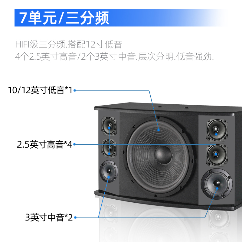 Vose K121 专业卡拉ok卡包音箱家用ktv音响套装全套12寸10寸会议 - 图2