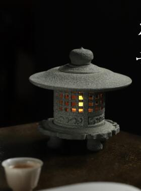 本曼山房雪见禅意青石灯茶道零配