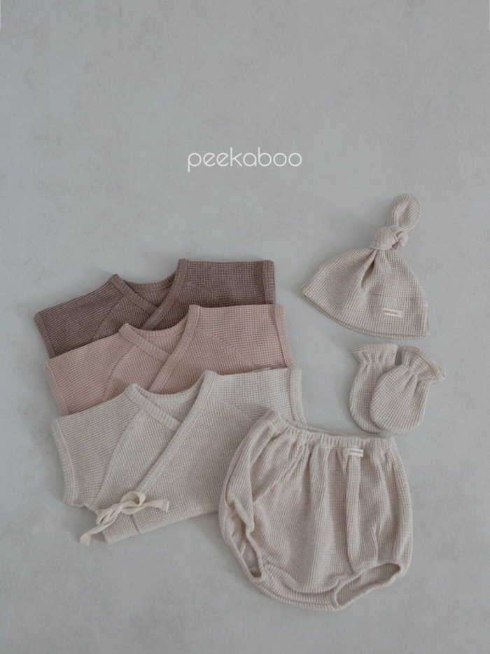 韩国童装代购PEEKABOO男女婴童宝哈衣手套帽子纯色休闲舒适23套装