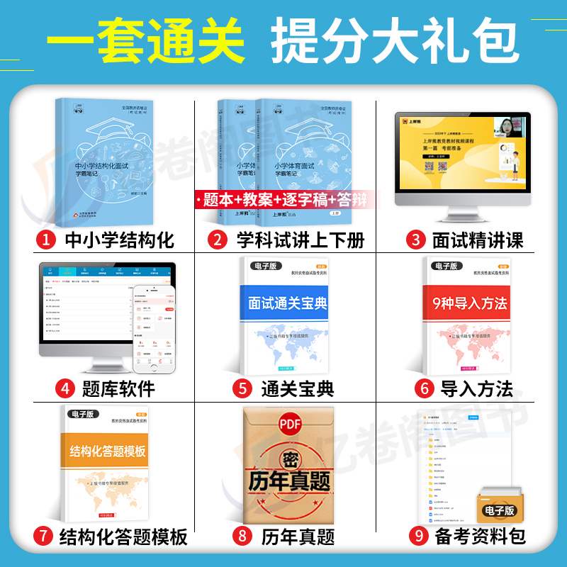 上岸熊教资体育面试笔记小学初中高中学科试讲结构化答辩教案模板面试资料逐字稿2025年教师证资格证考试真题库25上半年中职专业课