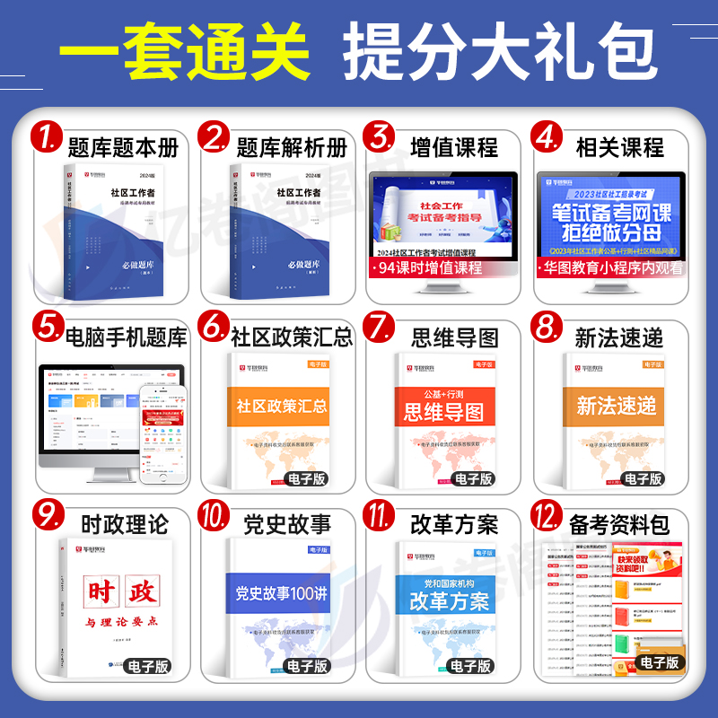 华图社区工作者2000题2024年招聘考试资料真题社工初级教材专职网格员上海辽宁省陕西山东浙江北京西安宝鸡河北石家庄江苏贵州沈阳-图2