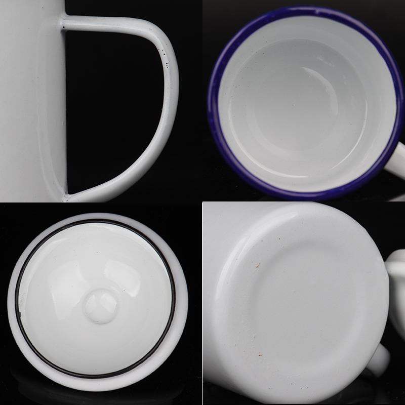 搪瓷怀旧经典老式350ml容量老干部水茶杯老式纯白色铁茶缸杯带盖 - 图2