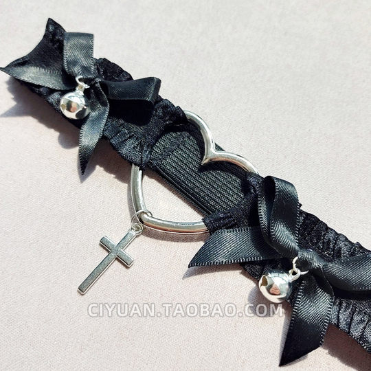 Lolita洛丽塔朋克哥特爱心蝴蝶结铃铛腿环腿带女choker弹力jk配饰