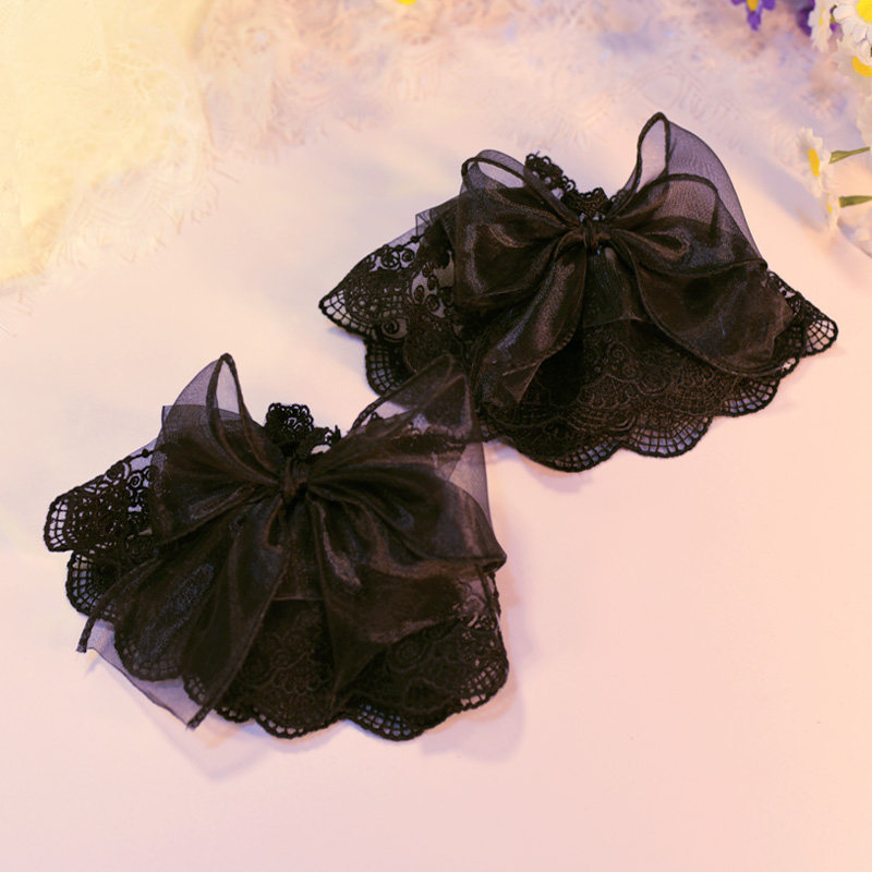 Lolita暗黑洛丽塔蝴蝶结蕾丝手套护腕配饰搭配手部装饰黑色袖套,淘宝优惠券,粉丝福利购,淘宝优惠卷