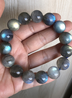 天然拉长石手链蓝光光彩灵动
