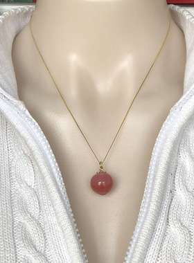 天然盐源玛瑙吊坠寿桃桃子项链