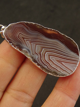 缠丝玛瑙原石吊坠包边送皮绳