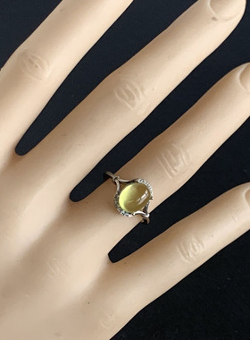 天然黄水晶银镶嵌戒指食指