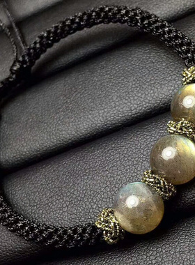 天然钠长石散珠编织手串