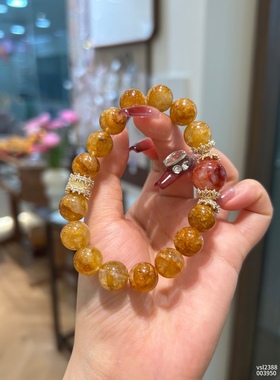 天然黄胶花手串女红胶花手链暴富招财送朋友闺蜜礼物本命年送人