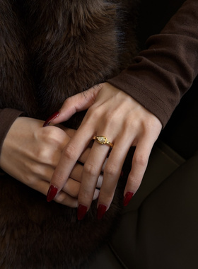 水贝黄金999足金5D极简水滴戒指设计高级感镶嵌莫桑钻戒子指环