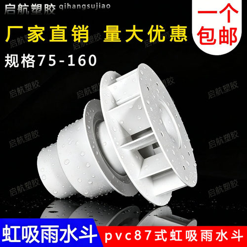 PVC排水管配件虹吸式雨水斗87型塑料重力DN110天台侧墙落水斗地漏 - 图2