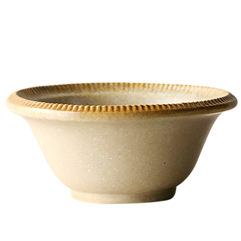 九土日式手工粗陶米饭碗家用复古汤碗面碗创意加厚陶瓷食器单个 - 图0