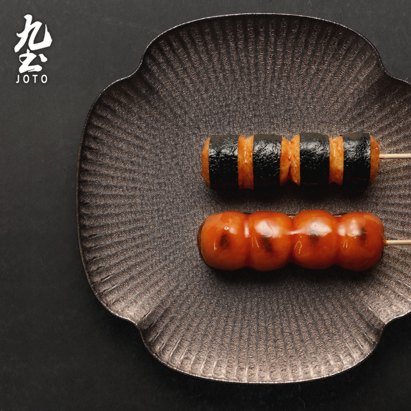 日式手工陶瓷餐盘创意花瓣盘子复古家用西餐盘意面盘菜盘简约茶盘 - 图2