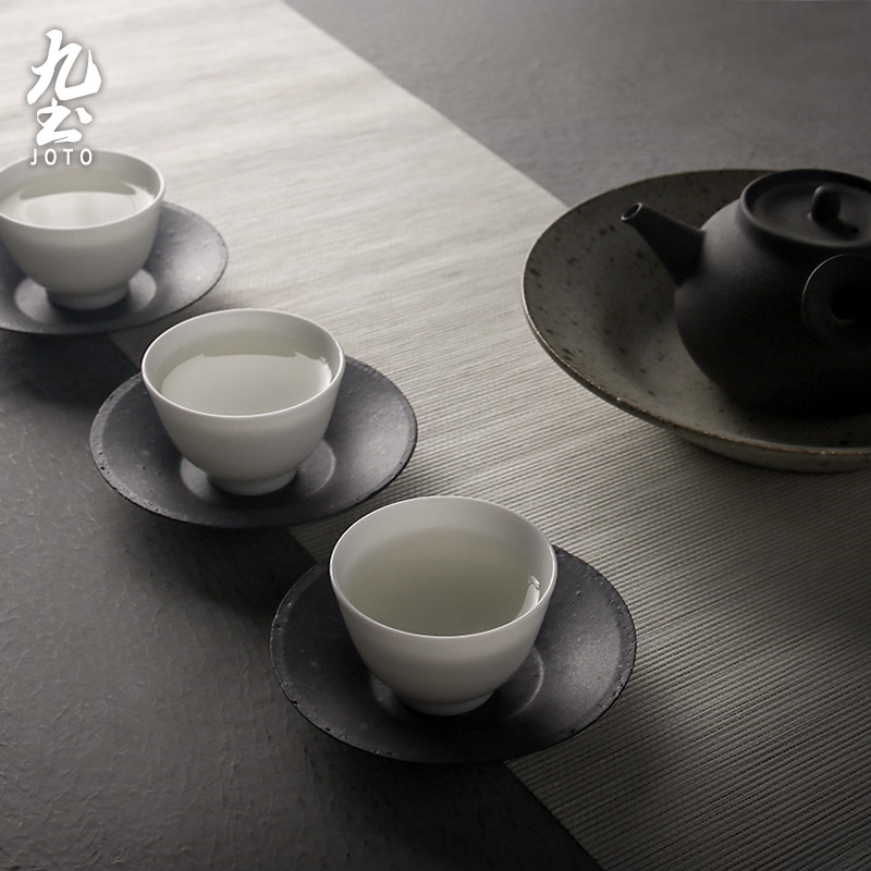九土手工粗陶杯托功夫茶杯垫日式茶道零配茶垫子陶瓷品茗杯托茶托 - 图3