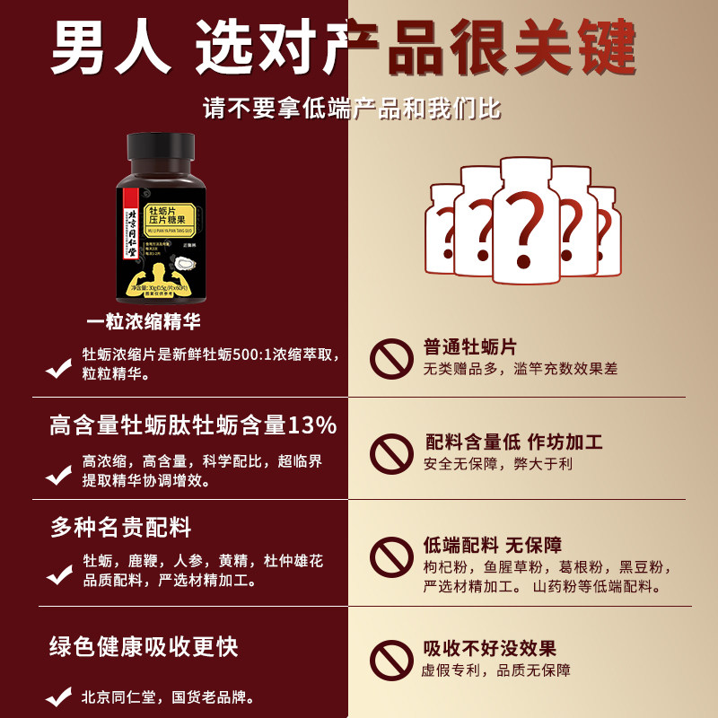 北京同仁堂黄精鹿鞭男士肾压片糖果 聚德堂保健品牡蛎/贝类提取物