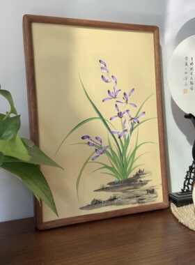 纯手绘国画兰花空谷幽兰茶室书房摆件装饰画挂画送礼礼品A3尺寸