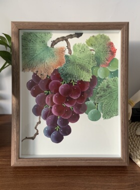 纯手绘荔枝葡萄葫芦摆台水墨画花鸟摆件书桌茶室卧室国风礼物10寸