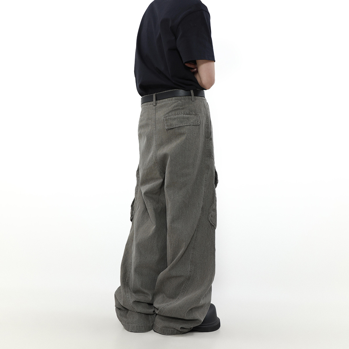 MRNEARLY小众设计感直筒工装牛仔裤男美式高街宽松大口袋欧美裤子 - 图3