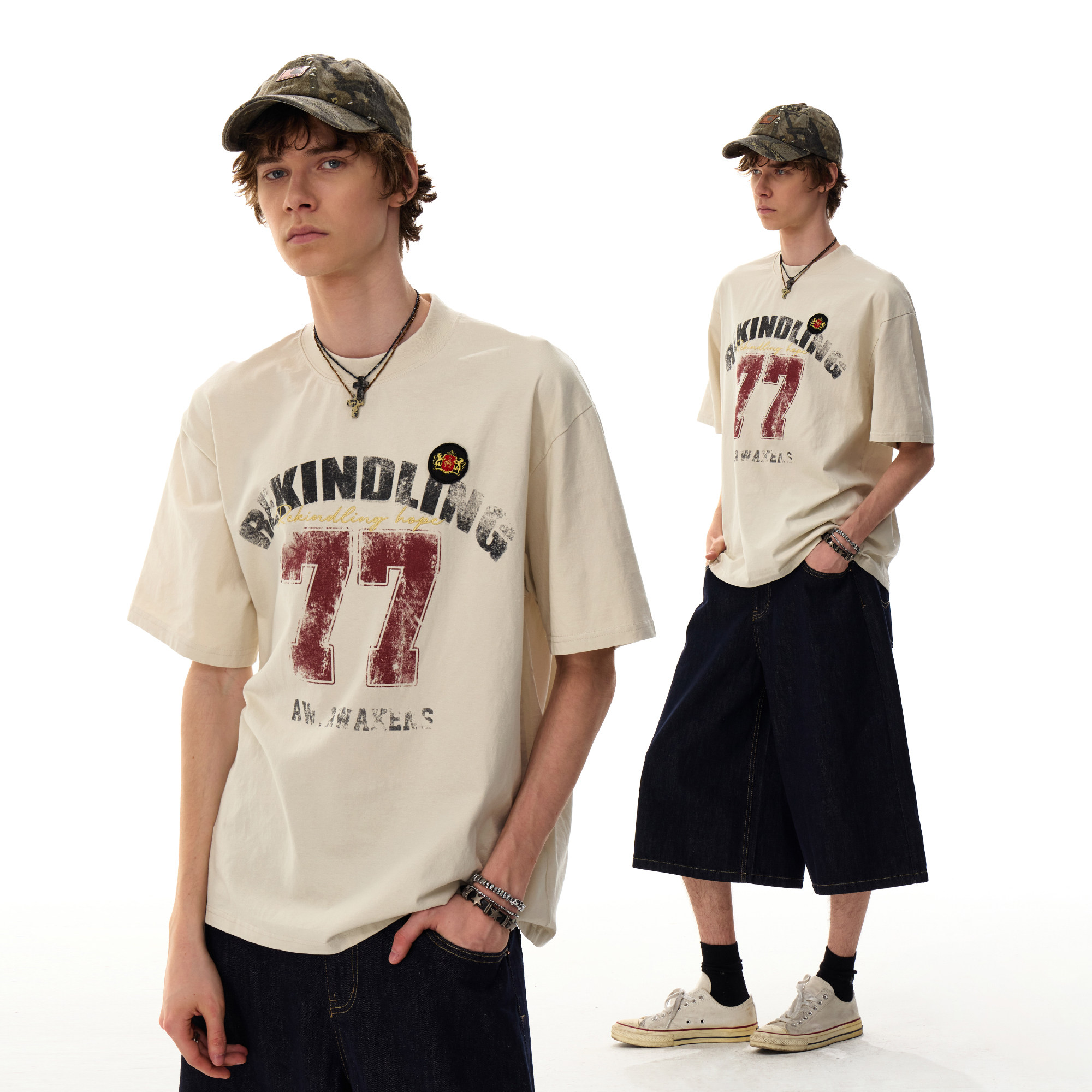 MRNEARLY 美式复古街头运动夏季情侣短袖t恤男高级感痞帅纯棉半袖,淘宝优惠券,粉丝福利购,淘宝优惠卷