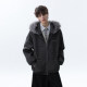 American trendy striped fur collar zipper cardigan sweatshirt for men