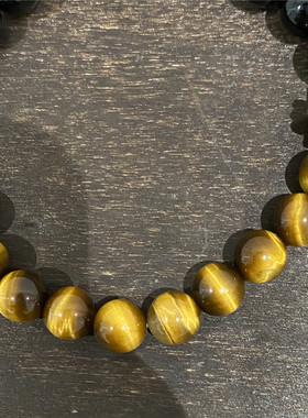 虎眼石黑曜石单银珠十字架手串