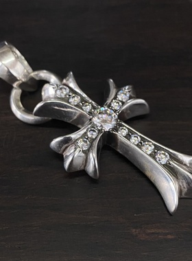 花魁925银钢模中号水滴镶钻吊坠