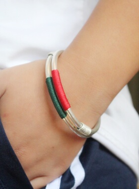 民族风苗银绕线手镯光面闭口手环