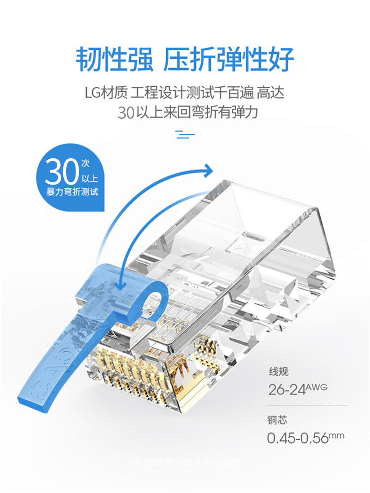 奥卡斯六类水晶头超五类56网线头千兆屏蔽rj45穿孔网络对接头电话 - 图2