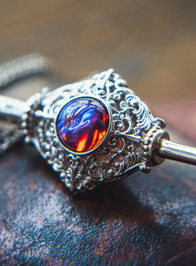 哈利周边神奇动物在哪里滴血盟925纯银手工制造龙息石项链毛衣链