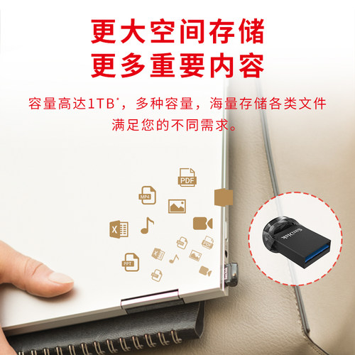 闪迪U盘64g高速3.2车载迷你u盘cz430酷豆办公优盘64g车用音乐优盘 - 图1