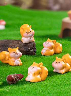微景观简约创意可爱胖胖小松鼠园艺造 DIY装饰品迷你树脂桌面摆件