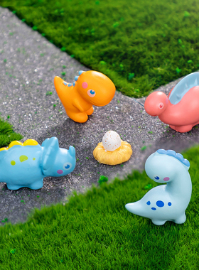 苔藓微景观创意可爱小恐龙六角龙公仔 跨境DIY装饰品桌面树脂摆件