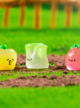 微景观创意仿真夜光萌系蔬菜 DIY萌粒装饰品挂配件迷你树脂小摆件