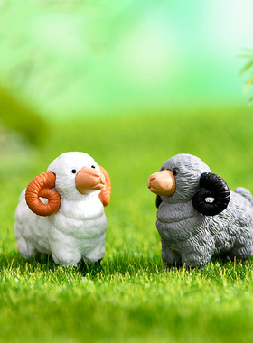 微景观简约塑料工艺品可爱卡通动物新款呆萌仿真绵羊园艺饰品摆件
