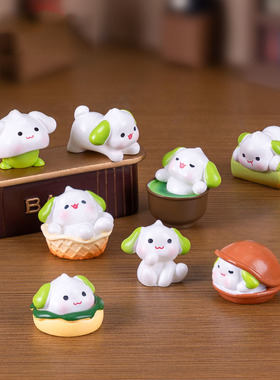 微景观树脂工艺品创意可爱甜品抹茶小狗娃娃屋 DIY装饰品迷你摆件