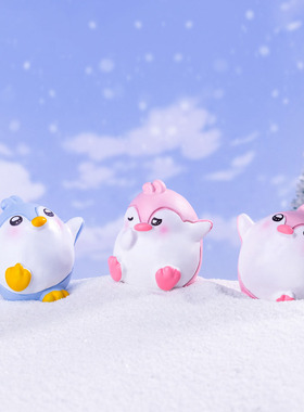 微景观简约现代创意可爱小企鹅公仔雪地造景 DIY装饰品树脂小摆件