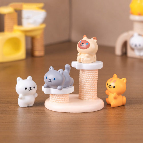 微景观简约创意可爱猫爬架小猫公仔娃娃屋 DIY装饰品迷你树脂摆件 - 图0