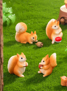 苔藓微景观创意可爱小松鼠园艺造景动物 DIY装饰品迷你树脂小摆件