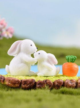 微景观动物兔子小猪树脂工艺品
